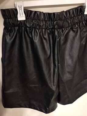 Black Fake Leather Shorts